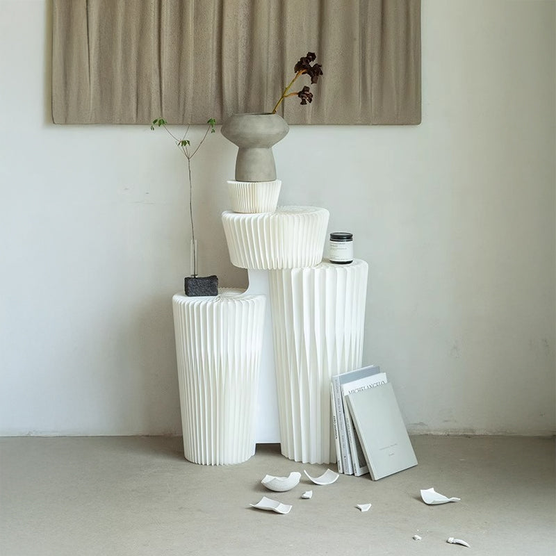 Kraft Paper アートサイドテーブル｜多軸構造の折り畳み式アートデザインでラックやテーブルとしても活躍