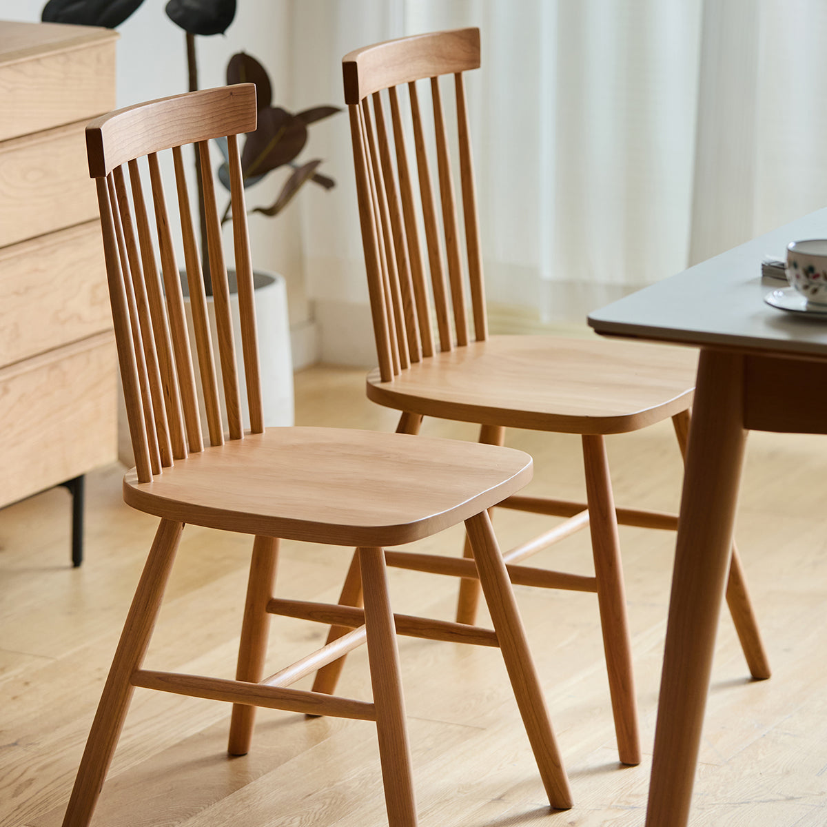 Woody Prime Cherry ナチュラルスティックバックチェア【高級天然チェリー材】【椅子2脚セット5%OFF】