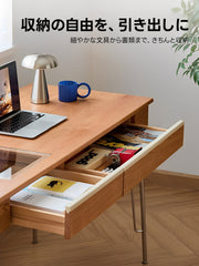 Woody Prime Cherry クリアトップワークデスク【高級天然チェリー材】