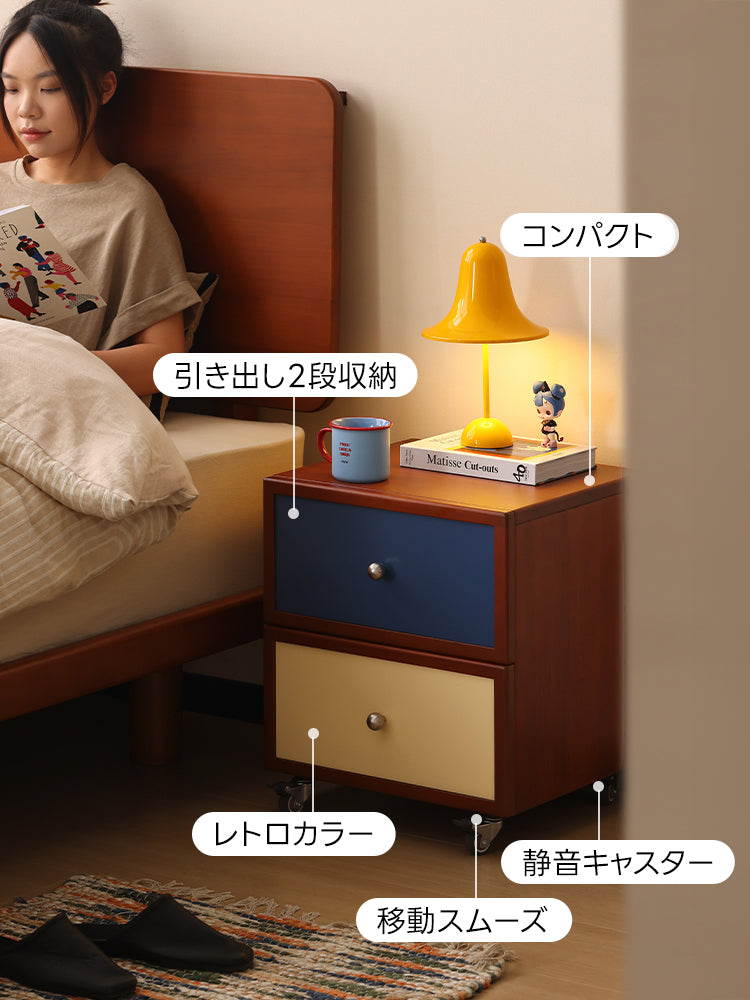 Woody Prime Vintage Box バイカラーサイドキャビネット【高級天然ツゲ材】