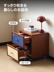 Woody Prime Vintage Box バイカラーサイドキャビネット【高級天然ツゲ材】