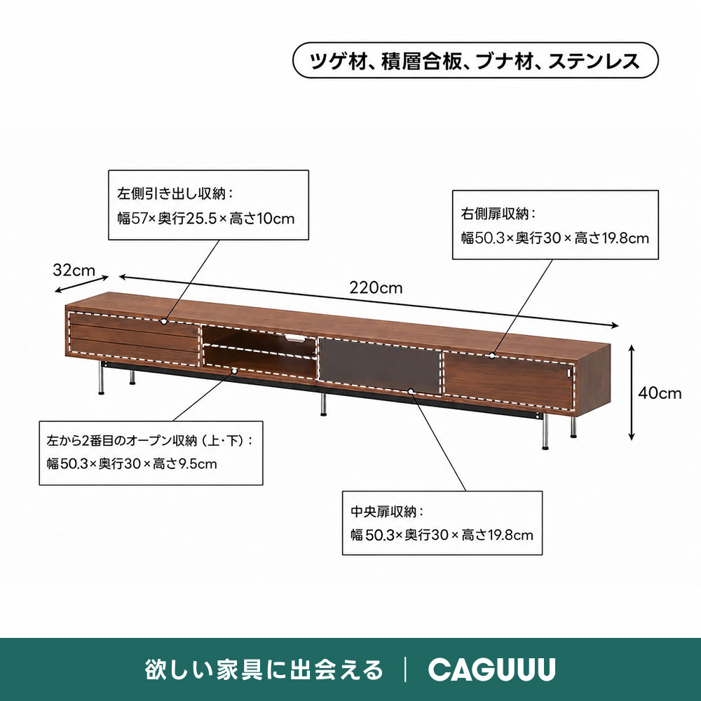 【売れ筋】Woody Prime Box 扉付きウッドTVボード|高品質木材が生み出す味わい深いレトロカラー 【高級天然ツゲ材】