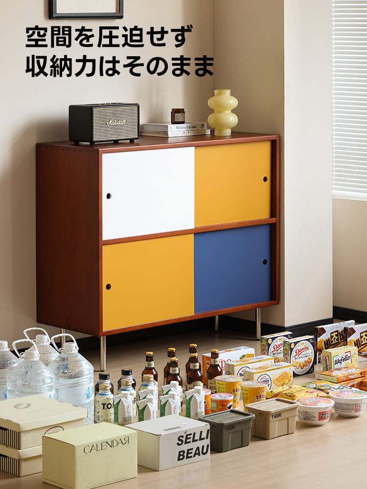 Woody Prime Vintage Box レトロカラースクエアキャビネット【高級天然ツゲ材】