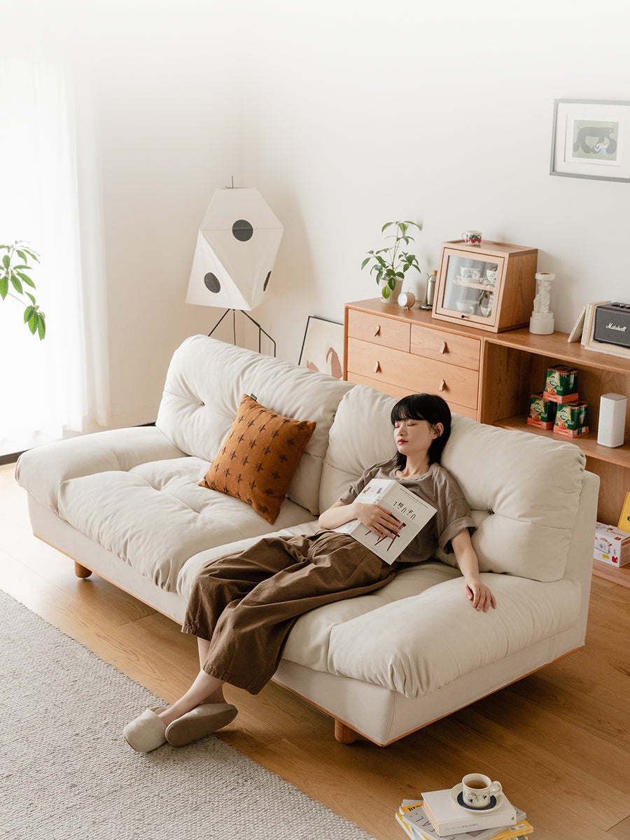 【売れ筋】Woody Prime Cherry クラシッククラウドソファ｜長く使える防水加工と優れた耐久性【色・素材カスタマイズ可】【高級天然チェリー材】