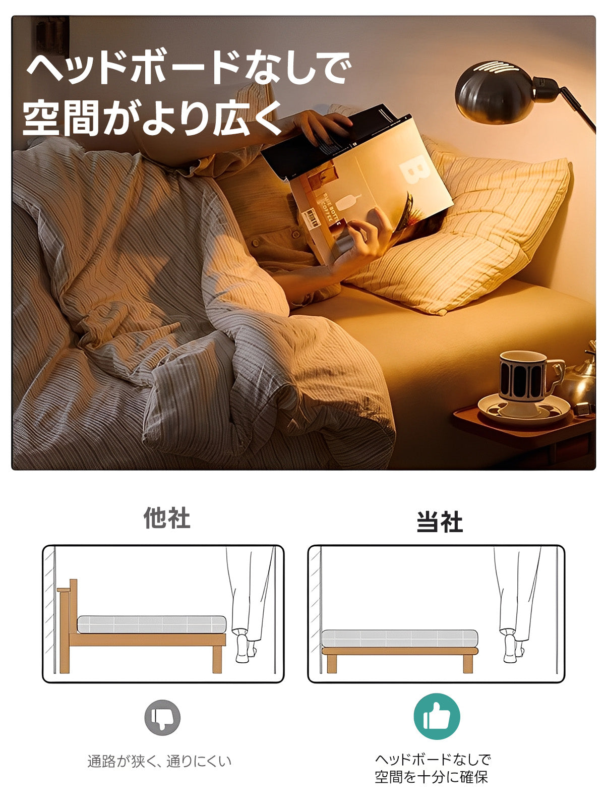 【在庫処分セール】Woody Prime Cherry ヘッドボードレスベッドフレーム