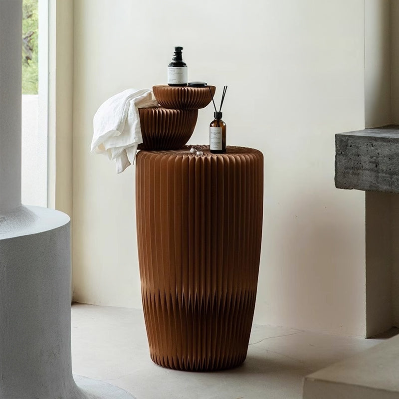 Kraft Paper アートサイドテーブル｜多軸構造の折り畳み式アートデザインでラックやテーブルとしても活躍