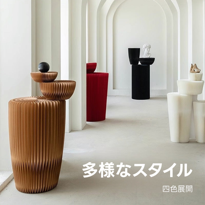 Kraft Paper アートサイドテーブル｜多軸構造の折り畳み式アートデザインでラックやテーブルとしても活躍