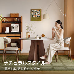 セラミックナチュラル円卓テーブル｜高機能天板と厚く強いクロス脚デザイン