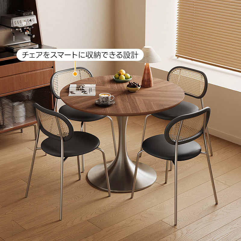 レトロモダンダイニングテーブル｜食事もくつろぎ時間も心地よく囲めるモダン円形ダイニングテーブル
