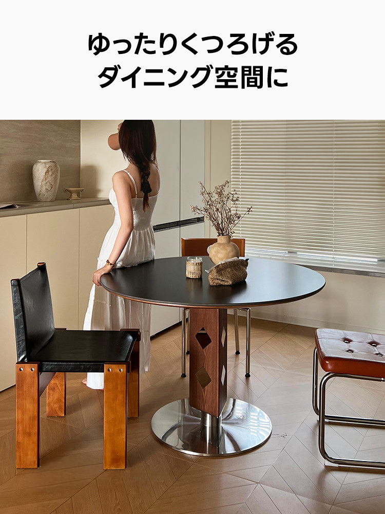セラミックモダンラウンドテーブル｜シンプルデザインと長く使える耐熱・耐傷性天板