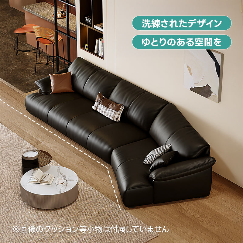 レザーファブリックワイドソファ