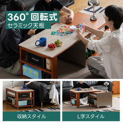 Woody Prime Box 多機能ローテーブル｜収納力と耐久性を兼ね備えた昇降＋回転式天板