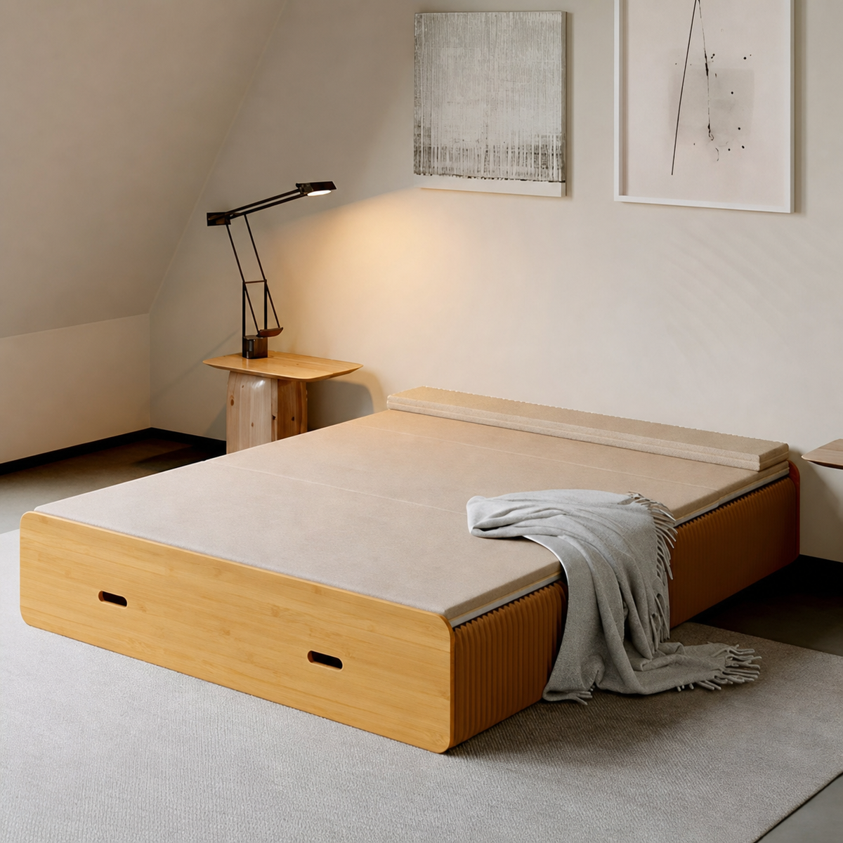 【売れ筋】Kraft Paper アコーディオン型クラフトベッド