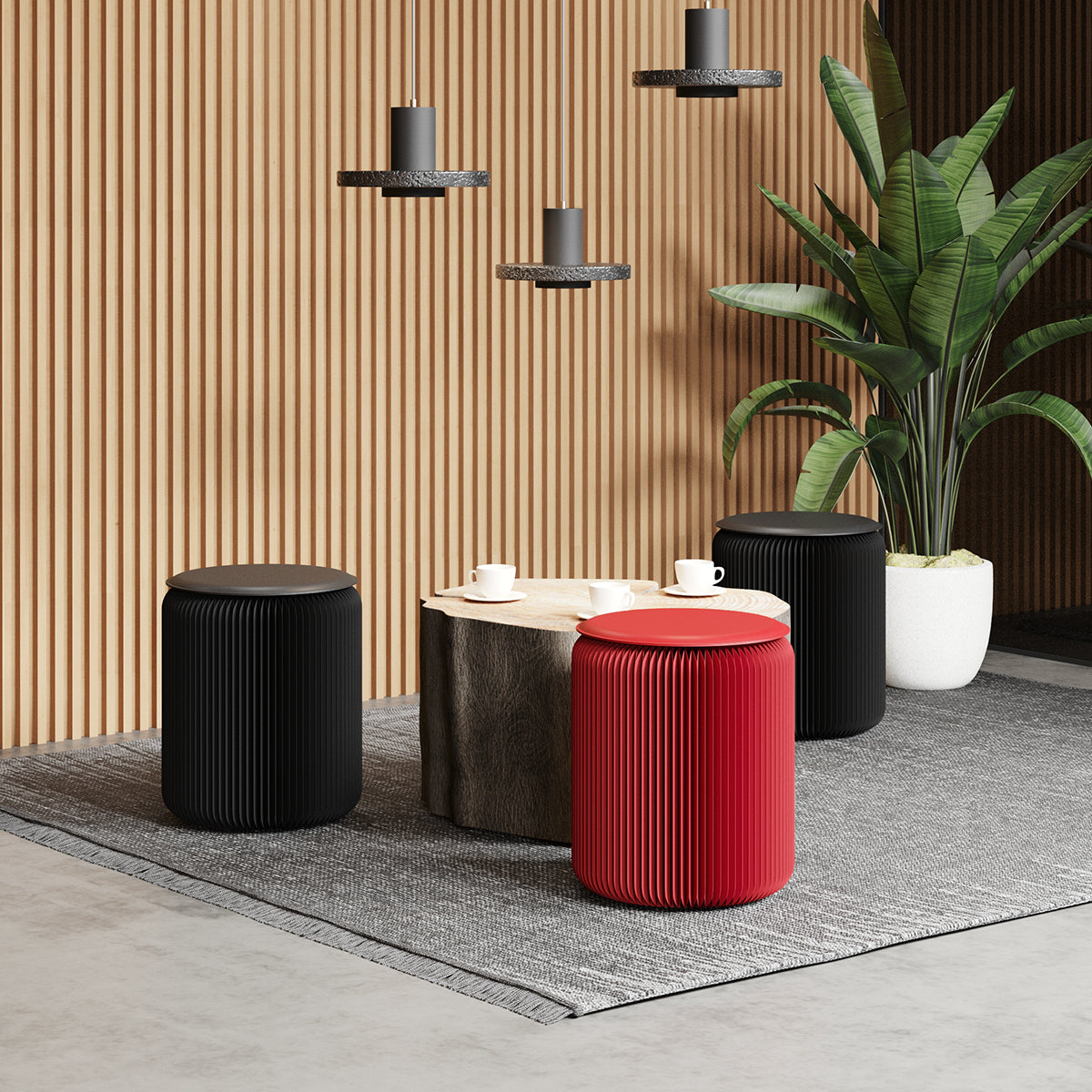 【売れ筋】Kraft Paper 折りたたみクラフト紙ラウンドスツール