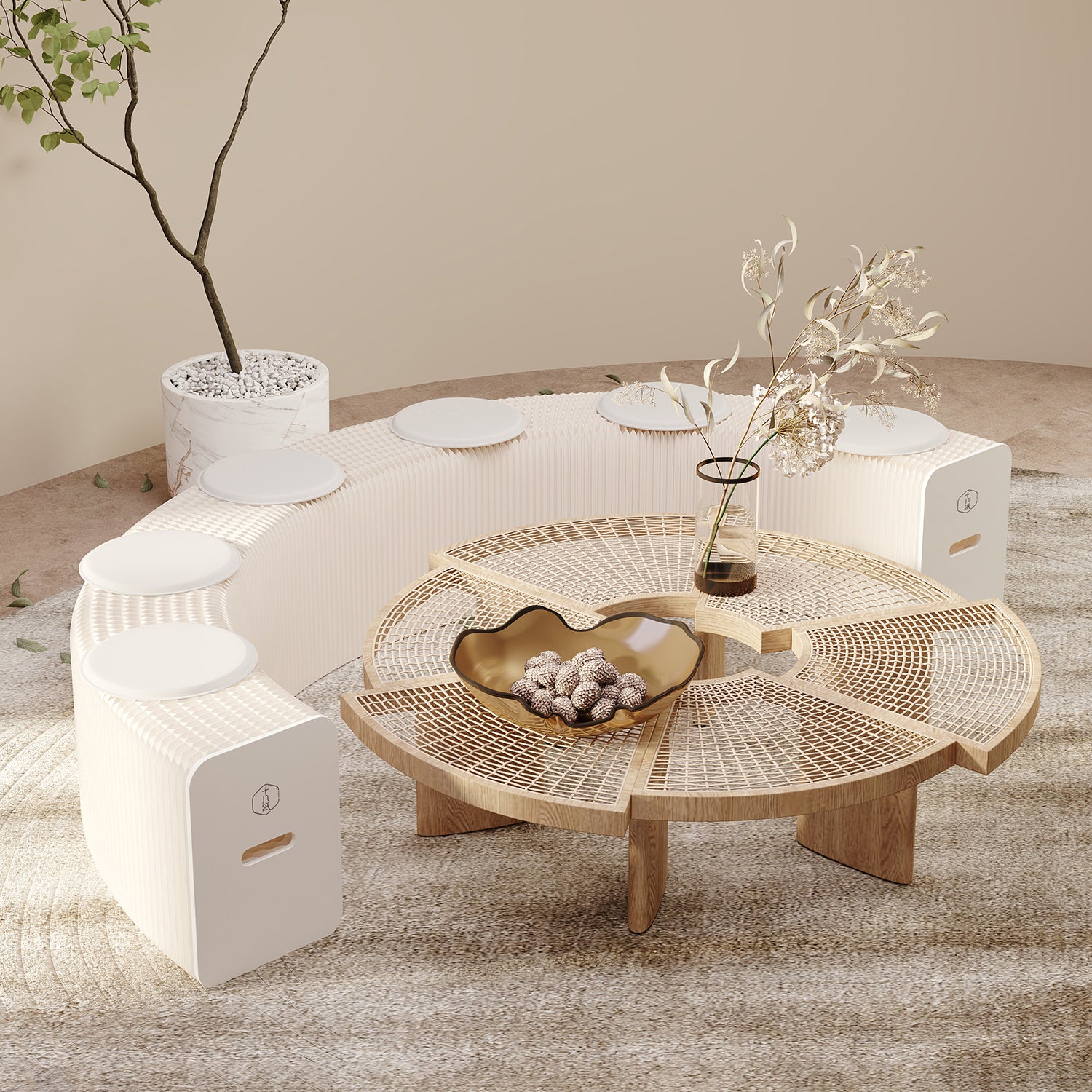 【売れ筋】Kraft Paper アコーディオン型ロングスツール