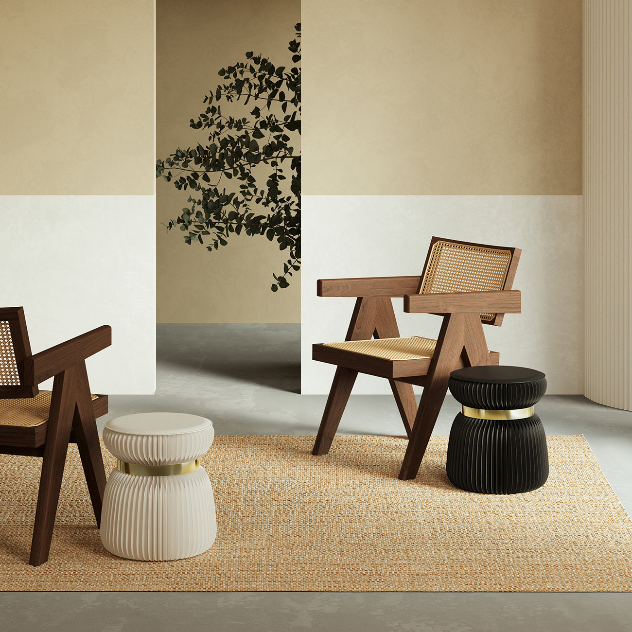 Kraft Paper ミニマルモダンスツール｜折り畳み式で玄関やリビングですぐに使えるミニマルサイズ
