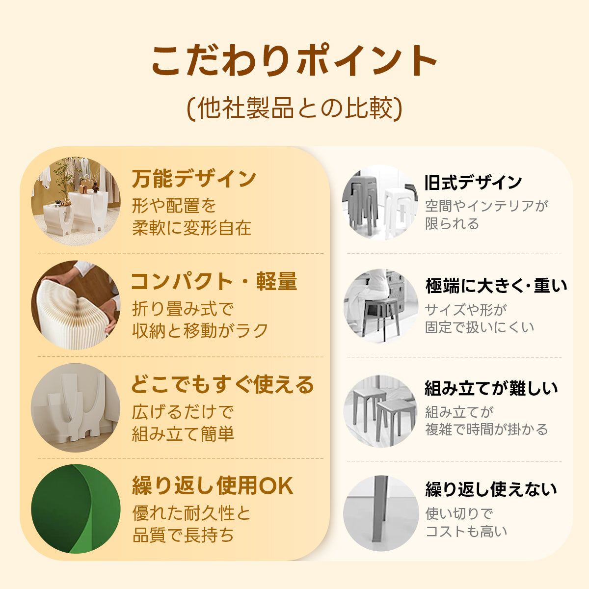 Kraft Paper Y字型サイドテーブル｜両サイドから収納できる折り畳み式の多用途設計