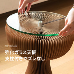 Kraft Paper 強化ガラス天板アートテーブル