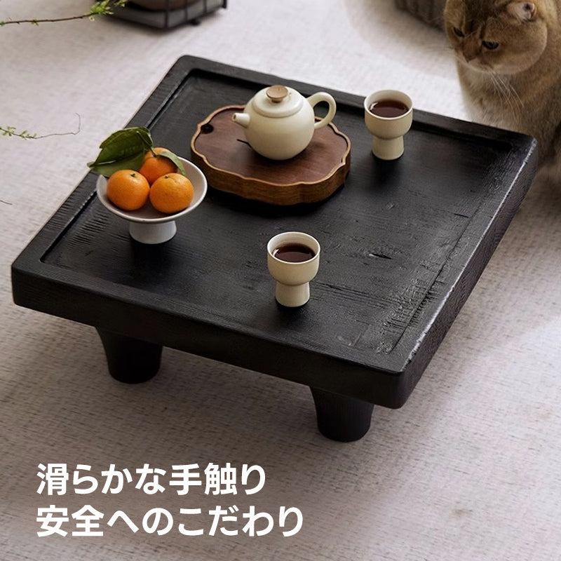 【在庫処分セール】和モダン天然木ローテーブル