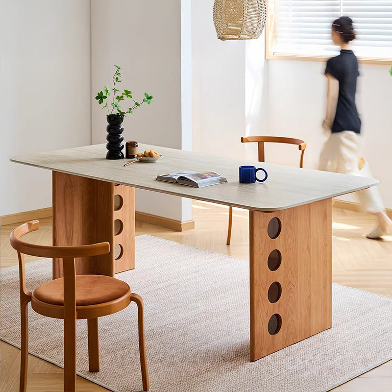 【在庫処分セール】Woody Prime Cherry セラミックワイドダイニングテーブル｜幅広の脚部と長く使える高機能天板【高級天然チェリー材】