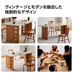 【在庫処分セール】Woody Prime Cherry セラミックワイドダイニングテーブル｜幅広の脚部と長く使える高機能天板【高級天然チェリー材】