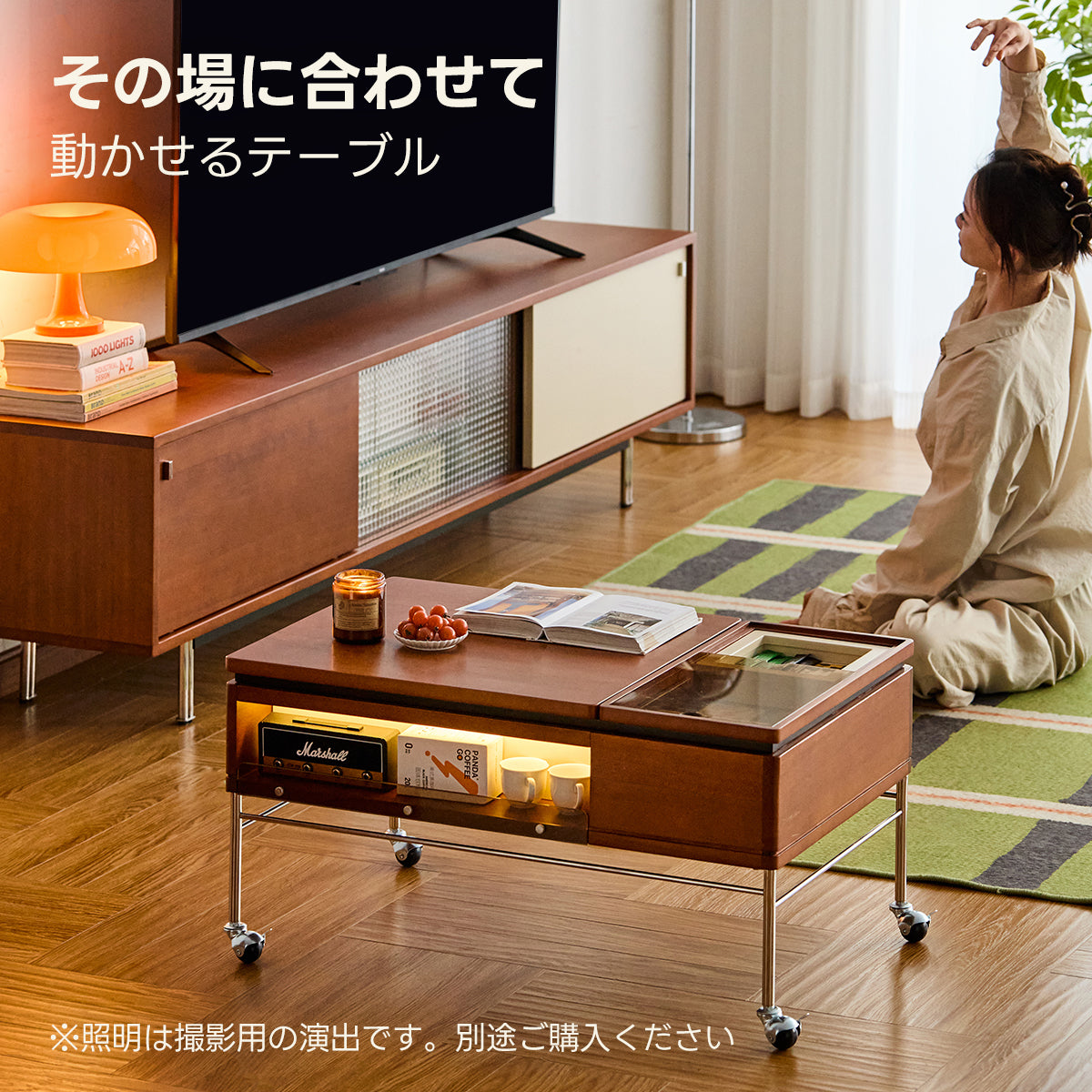 Woody Prime Box リフトアップ収納センターテーブル【高級天然ツゲ材】