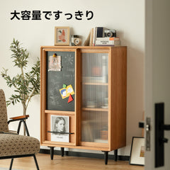 【OUTLET品】Woody Prime Cherry   ブラックボード付きキャビネット【高級天然チェリー材】