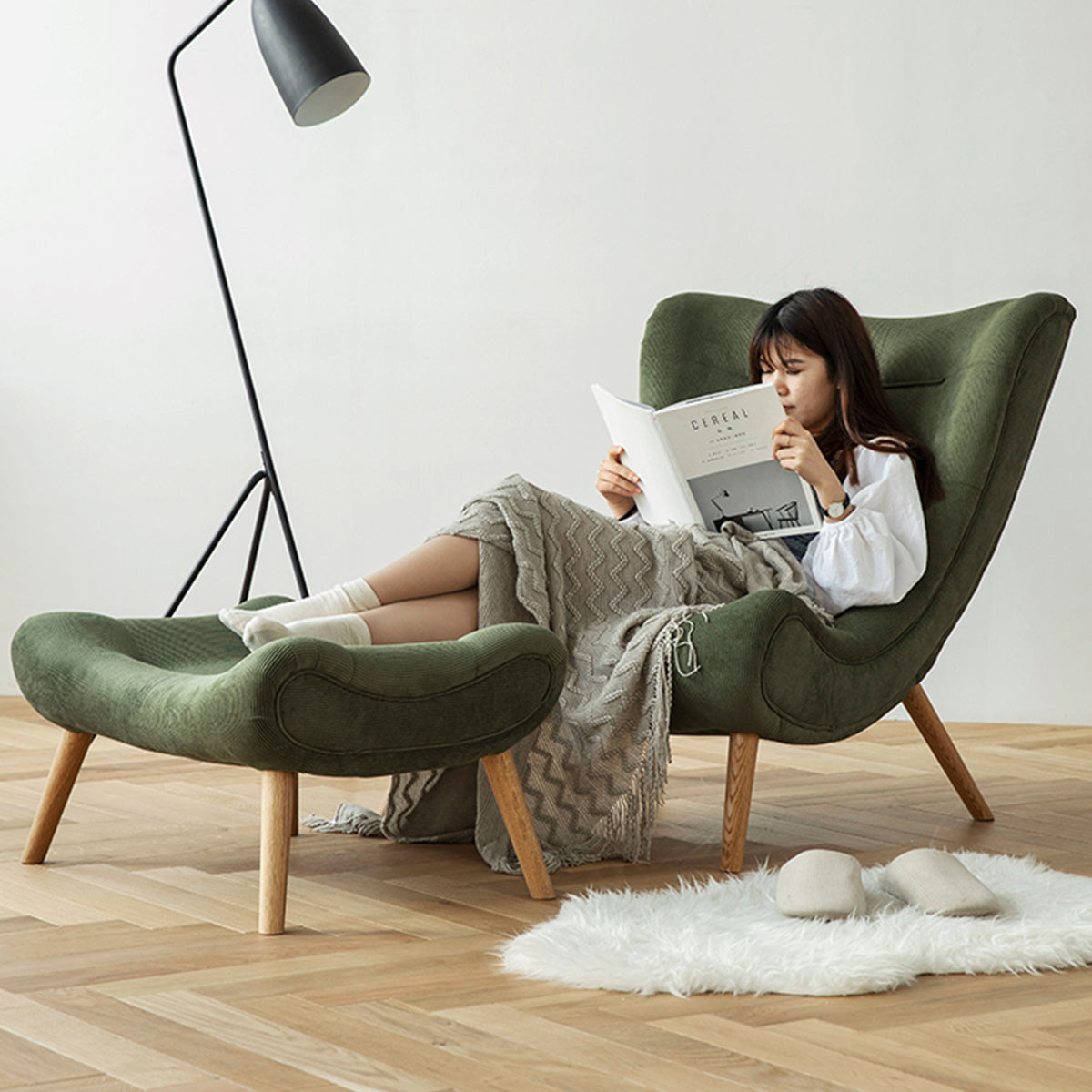 【OUTLET品】Woody Prime Oak ハイバッククッションソファチェア【高級天然ホワイトオーク材】