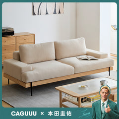 【売れ筋】Woody Prime Oak 材質から選べるスクエアクッションソファ【色・素材カスタマイズ可】【高級天然ホワイトオーク材】