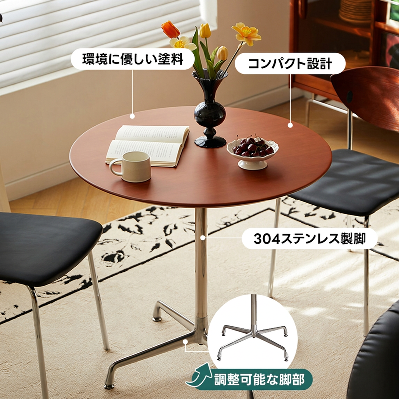 【OUTLET品】Woody Prime Vintage Box 木製ミニラウンドダイニングテーブル【高級天然ツゲ材】
