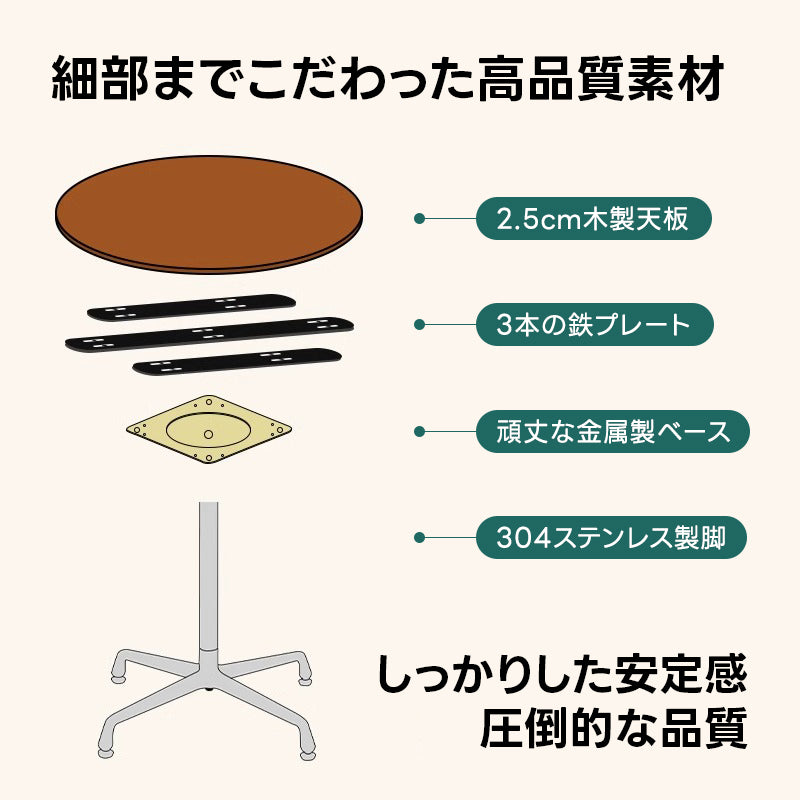 【OUTLET品】Woody Prime Vintage Box 木製ミニラウンドダイニングテーブル【高級天然ツゲ材】