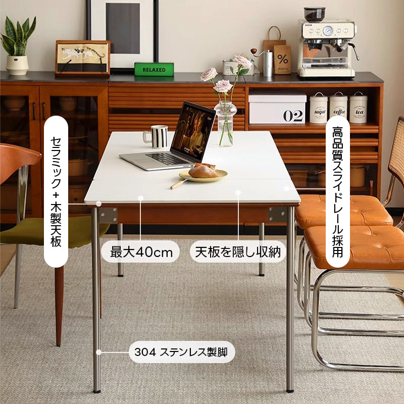 Woody Prime Vintage Box 伸長式セラミックスレートダイニングテーブル【高級天然ツゲ材】