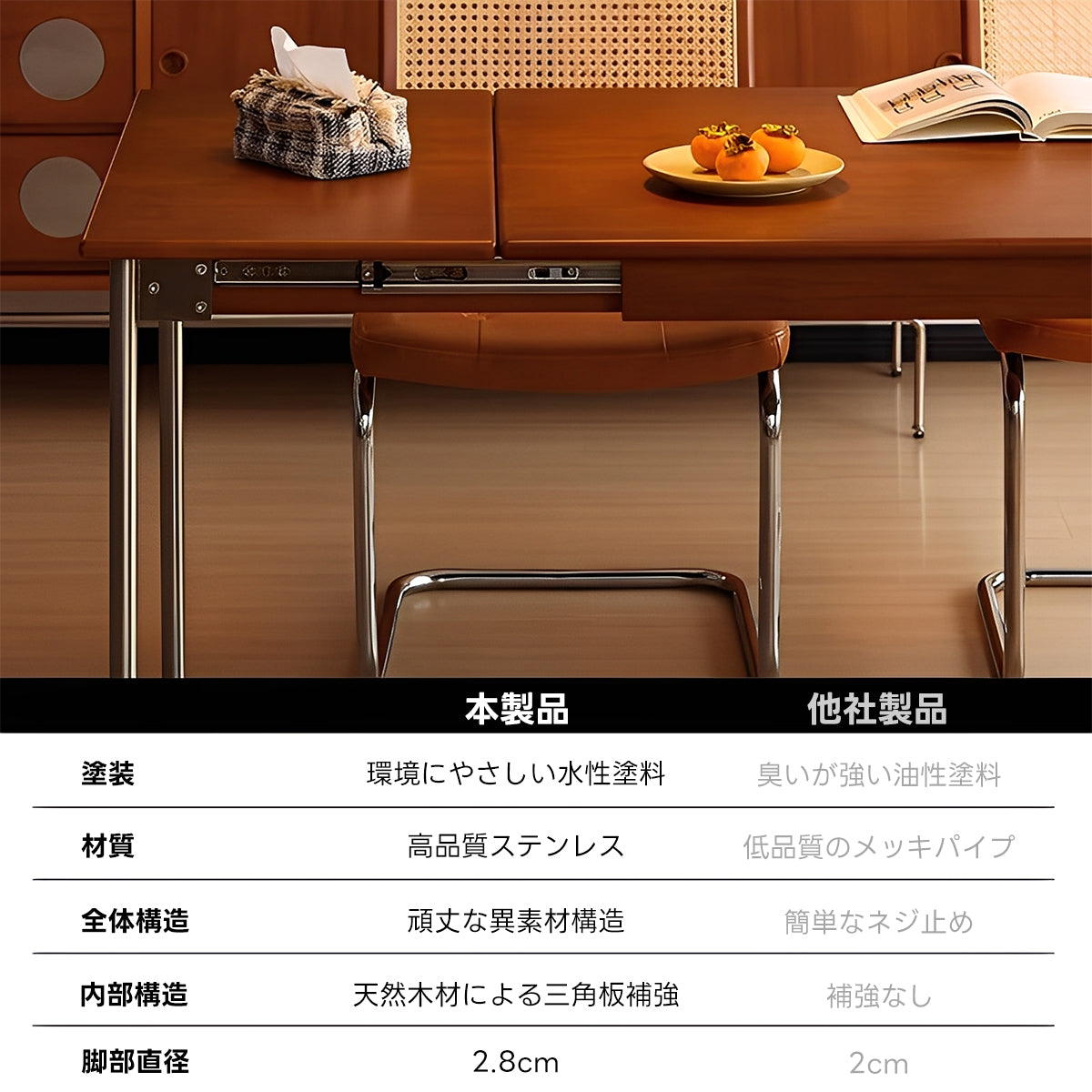 【OUTLET品】Woody   Prime Vintage Box 伸縮式ダイニングテーブル【高級天然ツゲ材】