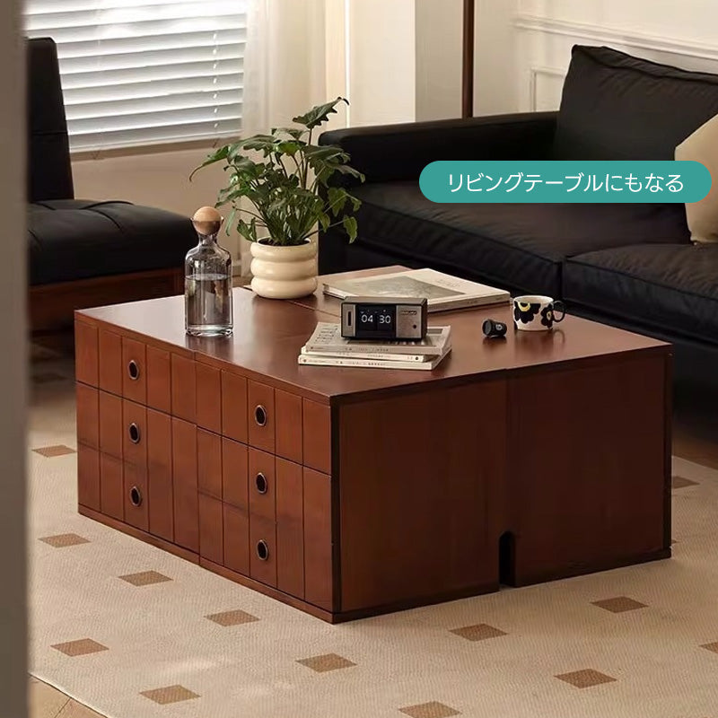 Woody Prime Vintage Box クラシックデザイン多段収納キャビネット【高級天然ツゲ材】