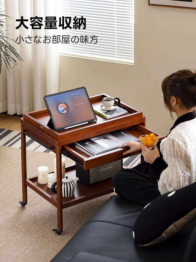 Woody Prime Vintage Box キャスター付き木製レトロワゴン【高級天然ツゲ材】
