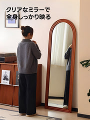 Woody Prime Vintage Box アンティーク調アーチミラー【高級天然ツゲ材】