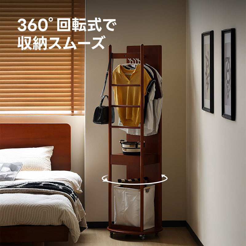 Woody Prime Vintage Box 全身鏡付き多機能収納ラック【高級天然ツゲ材】