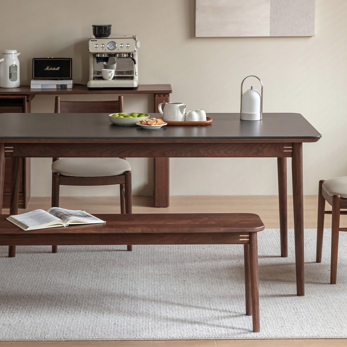 【在庫処分セール】Woody Prime Walnut ウォールナット材 一枚セラミック天板ダイニングテーブル