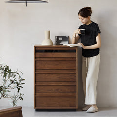 Woody Prime Walnut シンプルレトロチェスト【高級天然ブラックウォールナット材】
