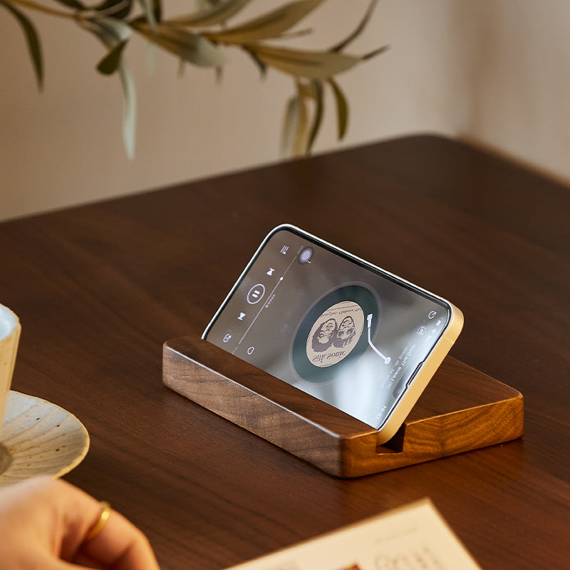 Woody Prime Walnut スマホスタンド【高級天然ブラックウォールナット材】