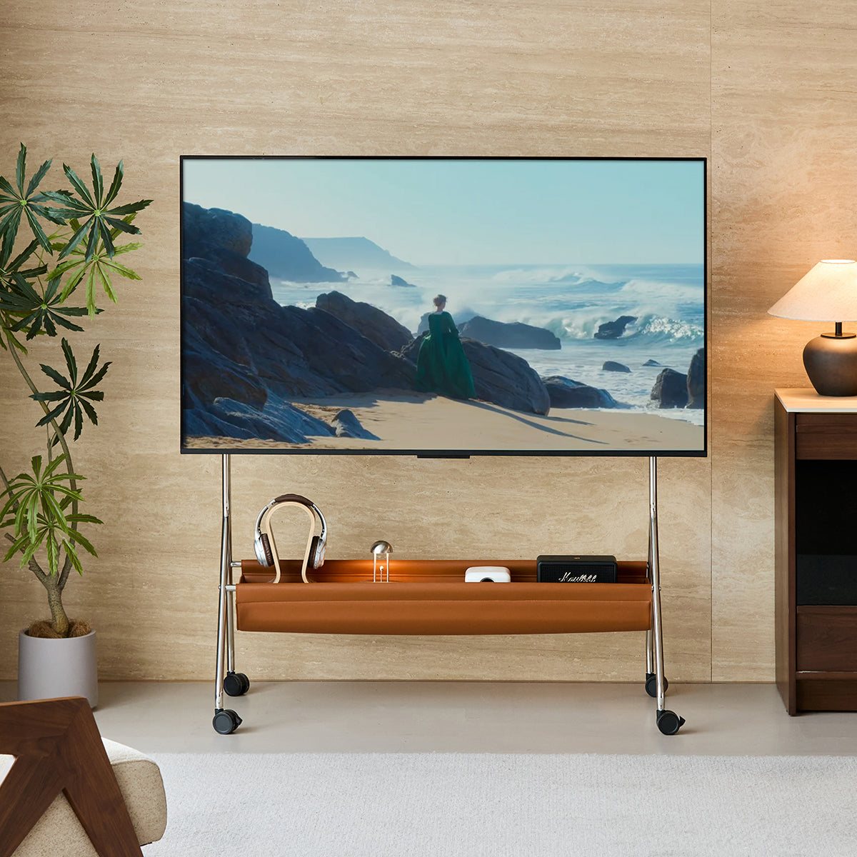 Woody Prime Walnut レトロモダンテレビスタンド｜40～75インチ対応、キャスター付きで移動スムーズ